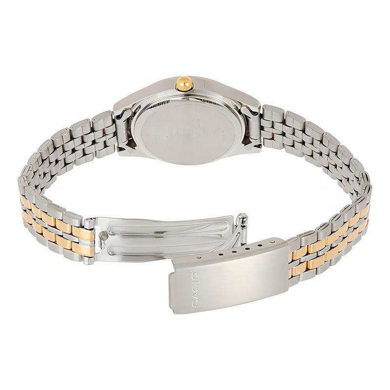 Reloj Mujer Casio Enticer Ltp-1129g-7ah Análogo Acero Inoxidable Plateada Y Dorada Dorado Blanco