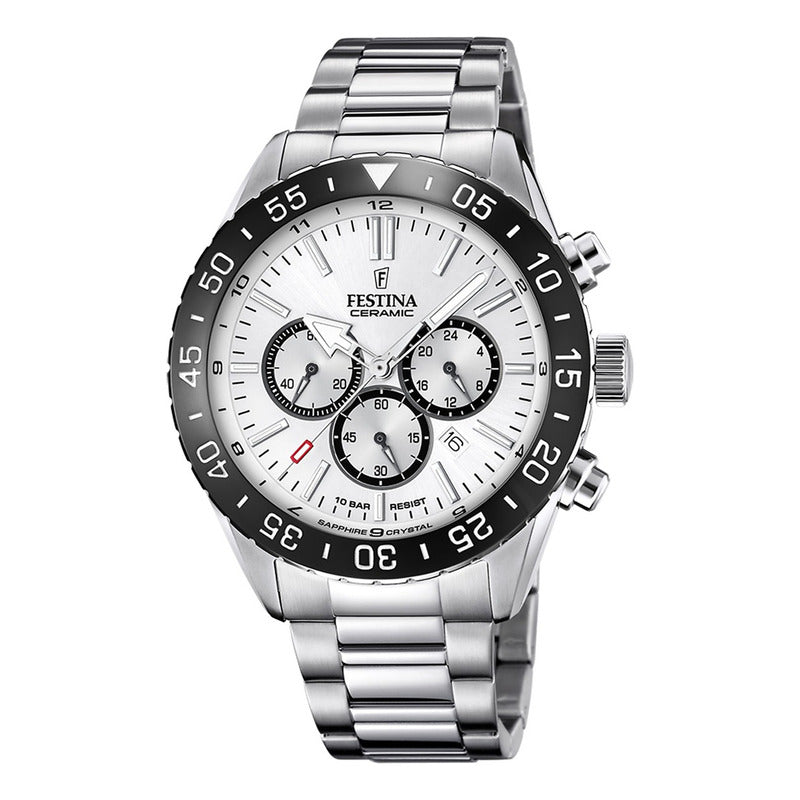 Reloj Hombre Festina F20575/1 Cronografo Analógico Plateado Negro