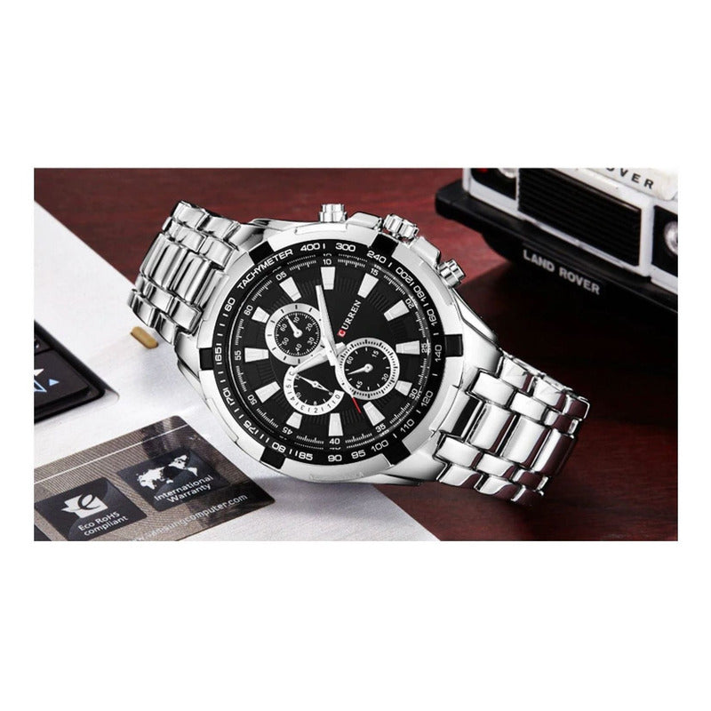 Reloj Curren 8023slbk Plateado Hombre Relojesymas Plateado