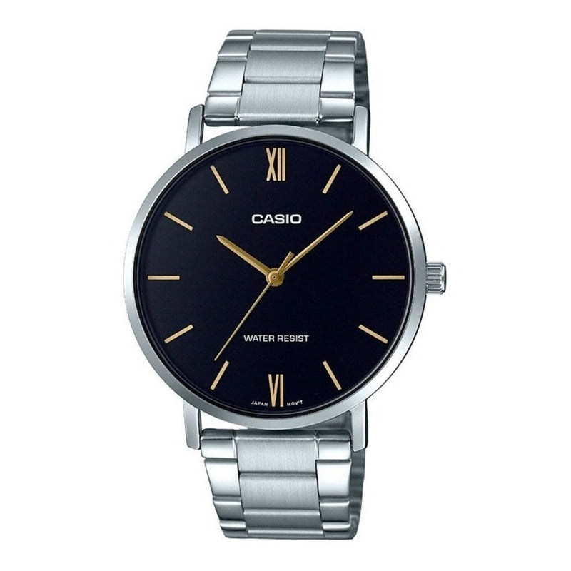 Reloj De Pulsera Casio Dress Mtp-vt01d-1b Relojesymas Plateado Negro