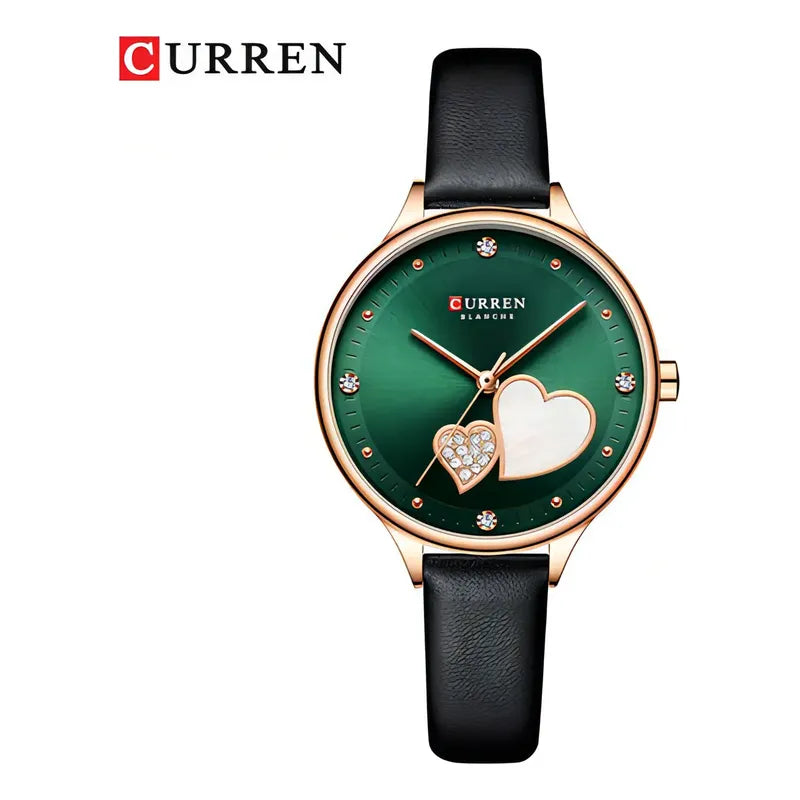 Reloj De Cuero Casual Impermeable Curren Para Mujer Color De La Correa Negro