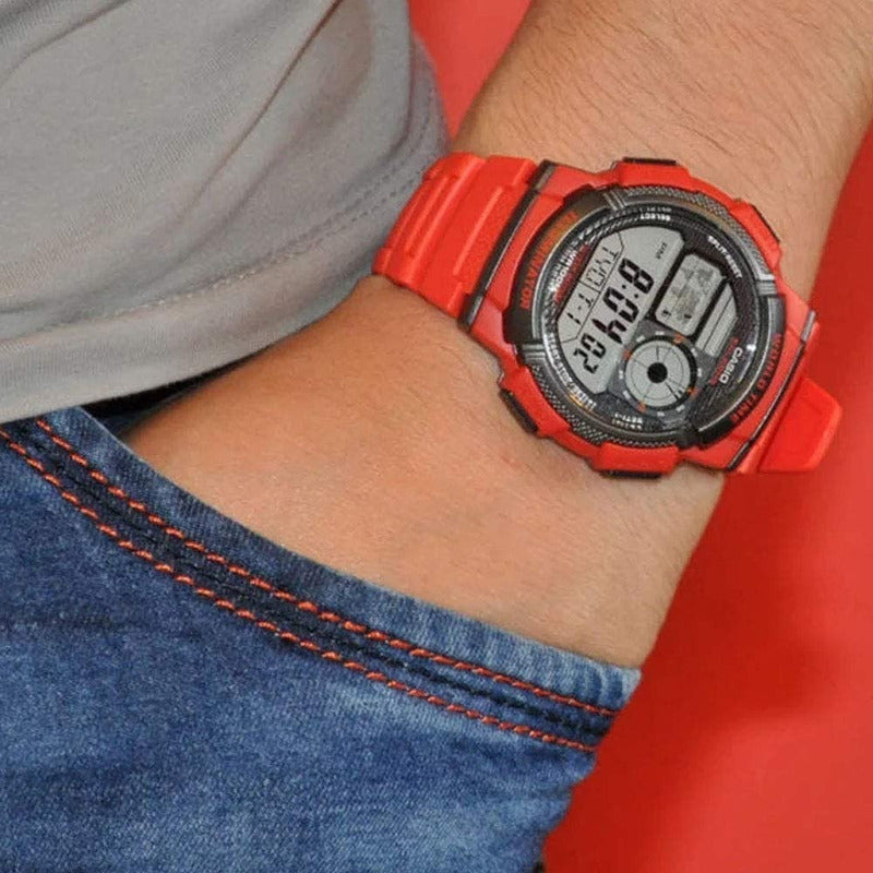 Reloj De Pulsera Casio Youth Series Ae-1000w-4a Relojesymas Rojo 4a