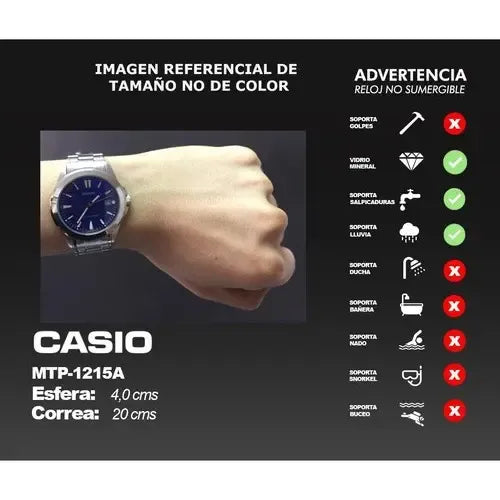 Reloj Casio Hombre Mtp-1215a-1a Relojesymas  Surtido Negro 1a