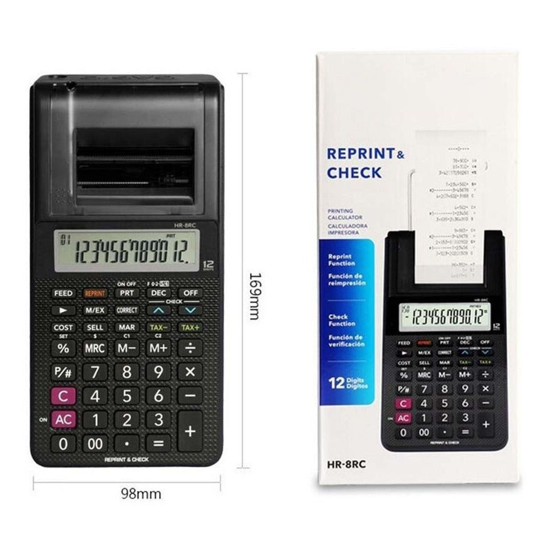 Calculadora Casio Hr-8rc-we-dc Relojesymas Negro Negro