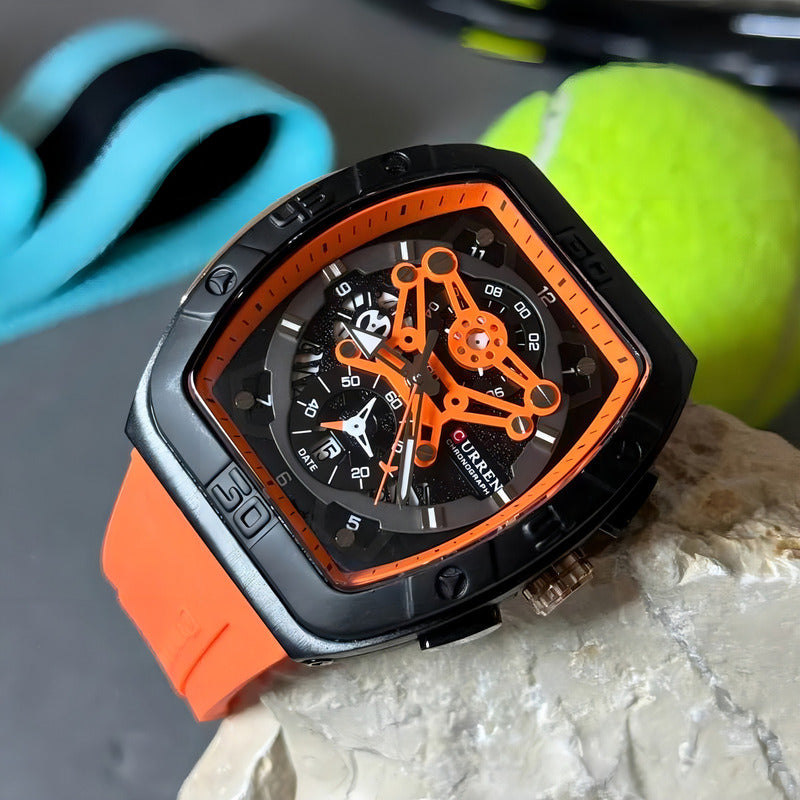 Reloj Para Hombre Curren 8443 Kred8702 Naranja Negro