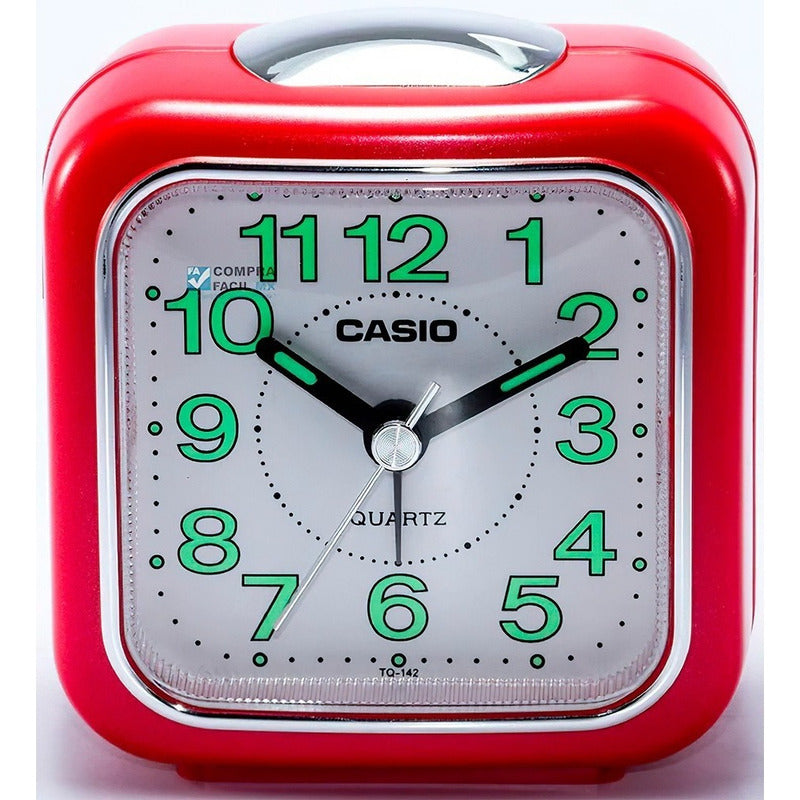 Reloj Despertador Casio Tq-142-4 Color Rojo Rojo 4