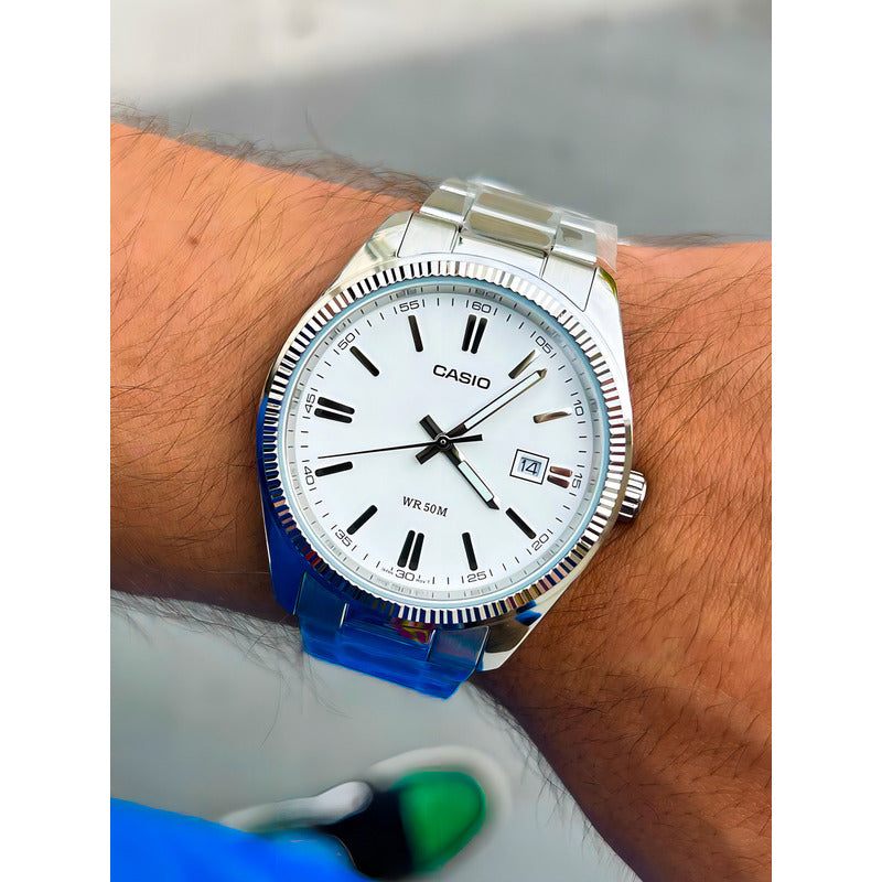 Reloj Casio Hombre Mtp-1302d-7a1vdf Plateado Blanco