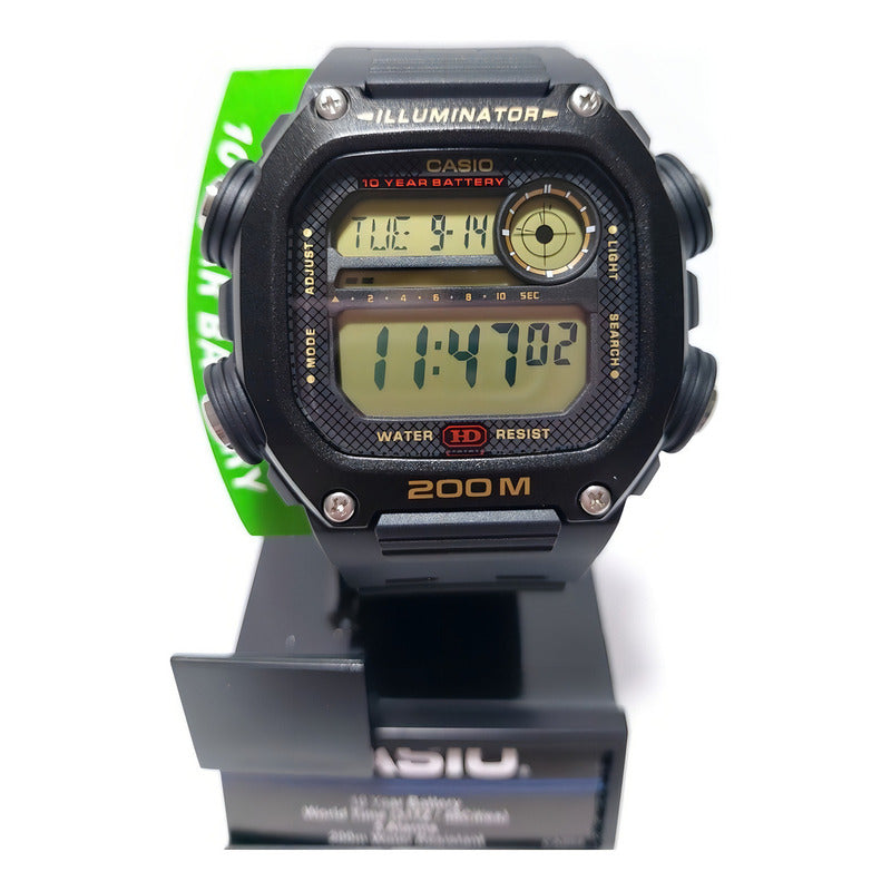 Reloj Pulsera Digital Casio Dw-291 Con Correa De Resina Color Negro - Fondo Beige