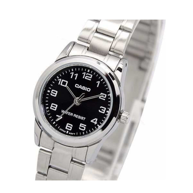Reloj Casio Ltp-v001d-1b Mujer Analógico Relojesymas Plateado Negro