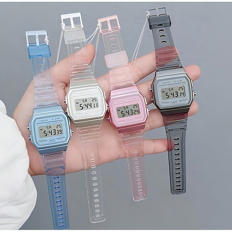Reloj Pulsera Casio Collection F-91ws-7 Transparente Plateado Gris