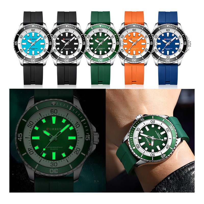 Relojes De Cuarzo Curren Casuales Impermeables 8448-4 Negro/azul