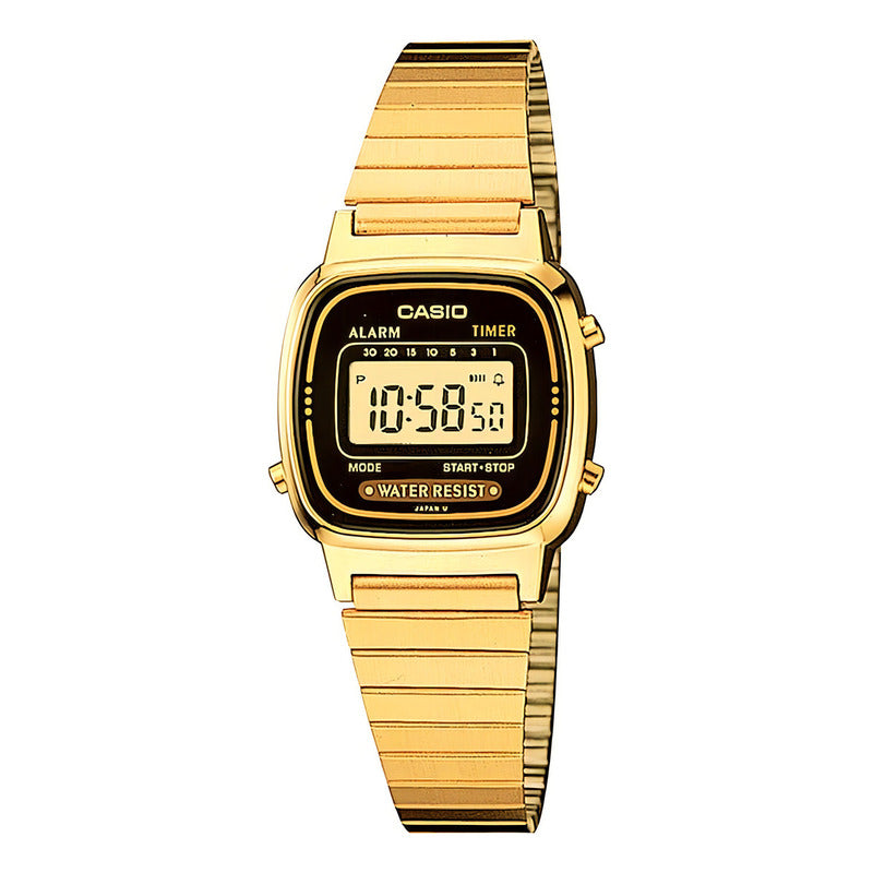 Reloj Casio La670wga-1d Vintage Mujer Dorado Negro