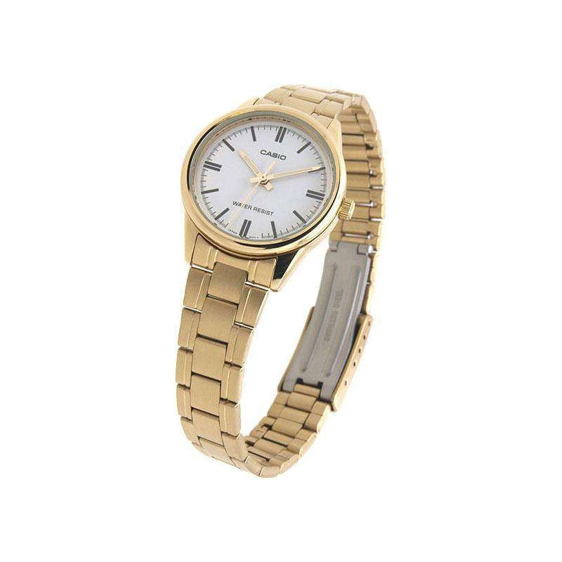 Reloj Mujer Casio Metal Ltp-v005g-7a Original Dorado Plateado