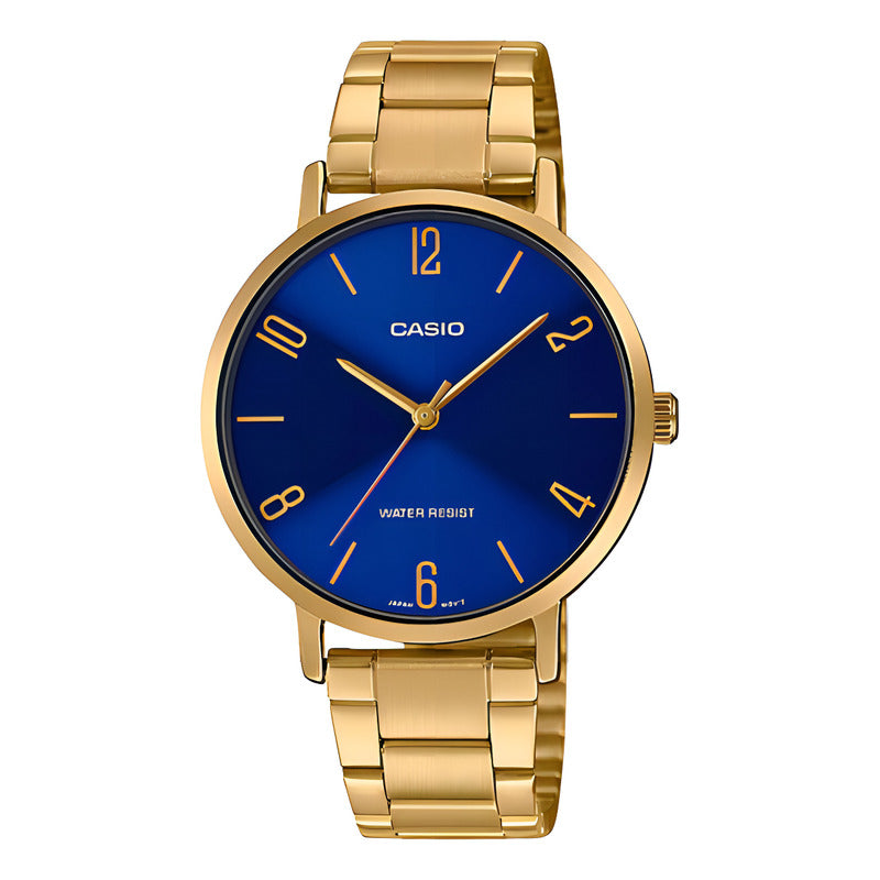 Reloj Mujer Casio Ltp-vt01g-2b Dorado Análogo / Color Del Fondo Azul Acero