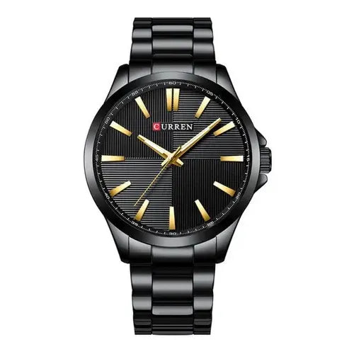 Reloj Analógico Curren 8322-3 Para Hombre, Negro Y Dorado Negro