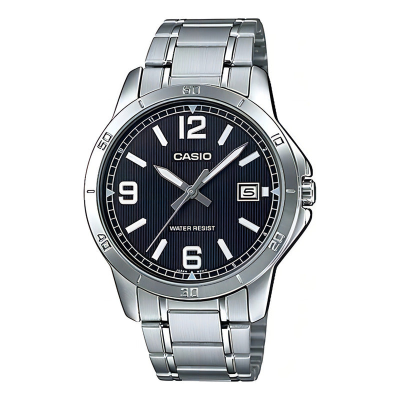 Reloj Para Unisex Casio Mtpv004d-1b2udf Plateado Negro Mtp-v004d-1b2