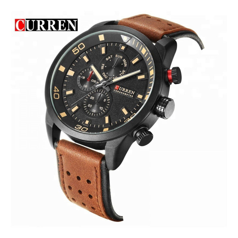 Reloj Curren 8250-1 Cfbk Marrón Hombre Original