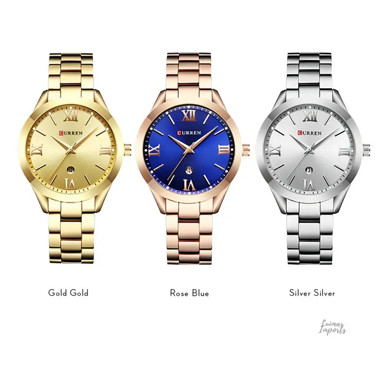 Reloj De Lujo Curren 9007-1 Para Mujer Plateado
