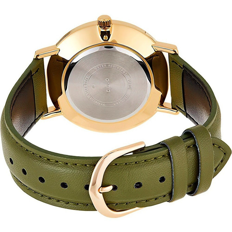 Reloj Pulsera Casio Mtp-vt01gl-3b Con Correa De Cuero Color Verde - Bisel Dorado