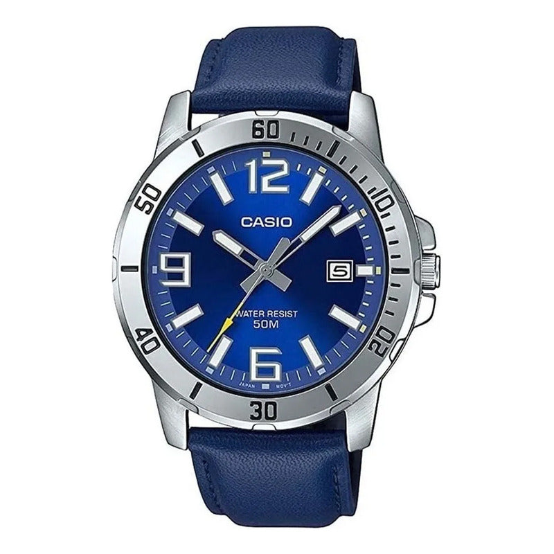 Reloj De Pulsera Casio Dress Mtp-vd01l-2b Original Azul Plateado Azul
