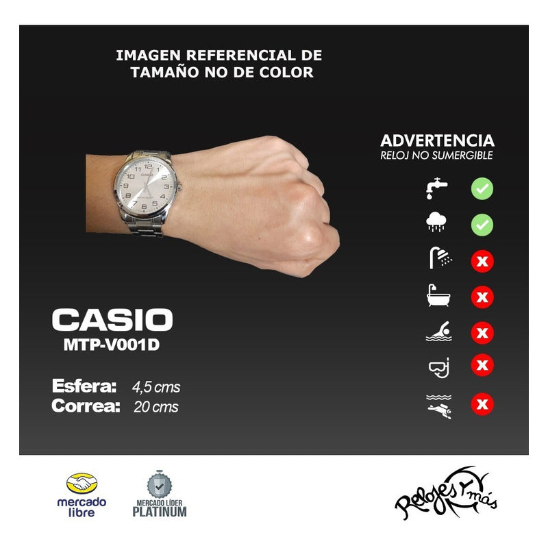 Reloj Casio Hombre Mtp-v001d Colores Surtidos/relojesymas Plateado Negro