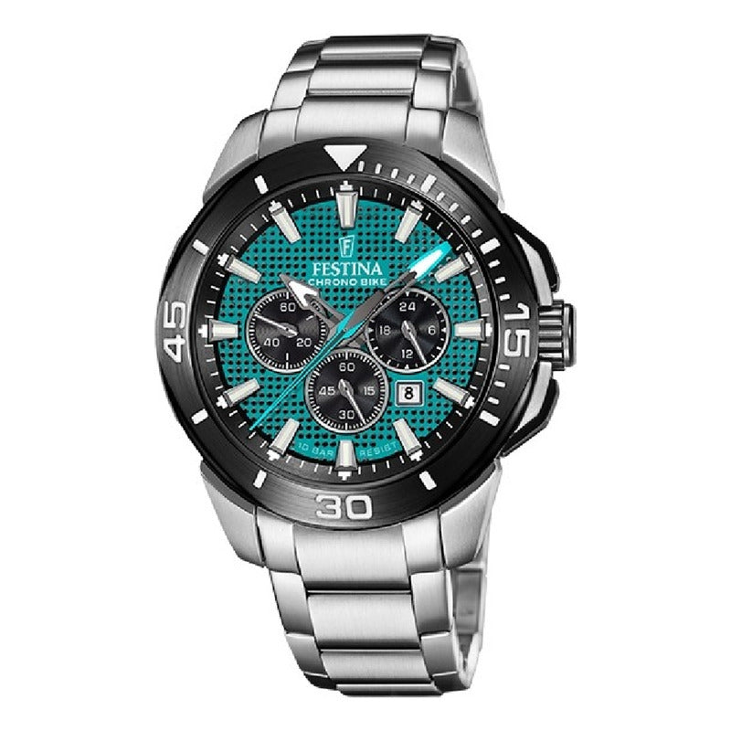 Reloj Festina Hombre F20641/3 Chrono Bike Original Plateado Negro Verde