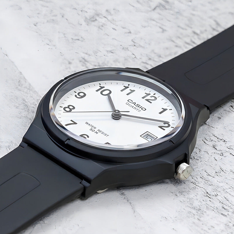 Reloj Casio Original Mw-59-7b Hombre Analogico Fecha Color De La Malla Negro Color Del Fondo Blanco