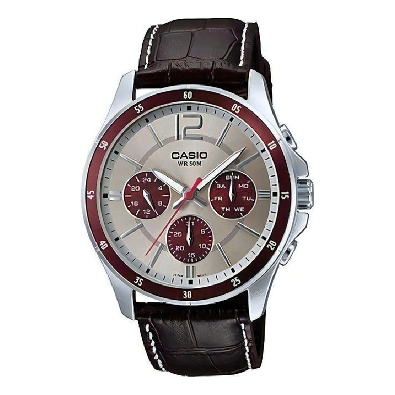Reloj Casio Mtp1374l-7a1vdf Cuarzo Hombre Color De La Correa Marrón Oscuro