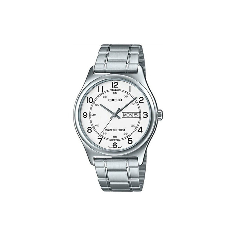 Reloj Casio Mtpv006d-7b2udf Cuarzo Hombre Color De La Correa Plateado Color Del Fondo Blanco Mtp-v006d-7b2