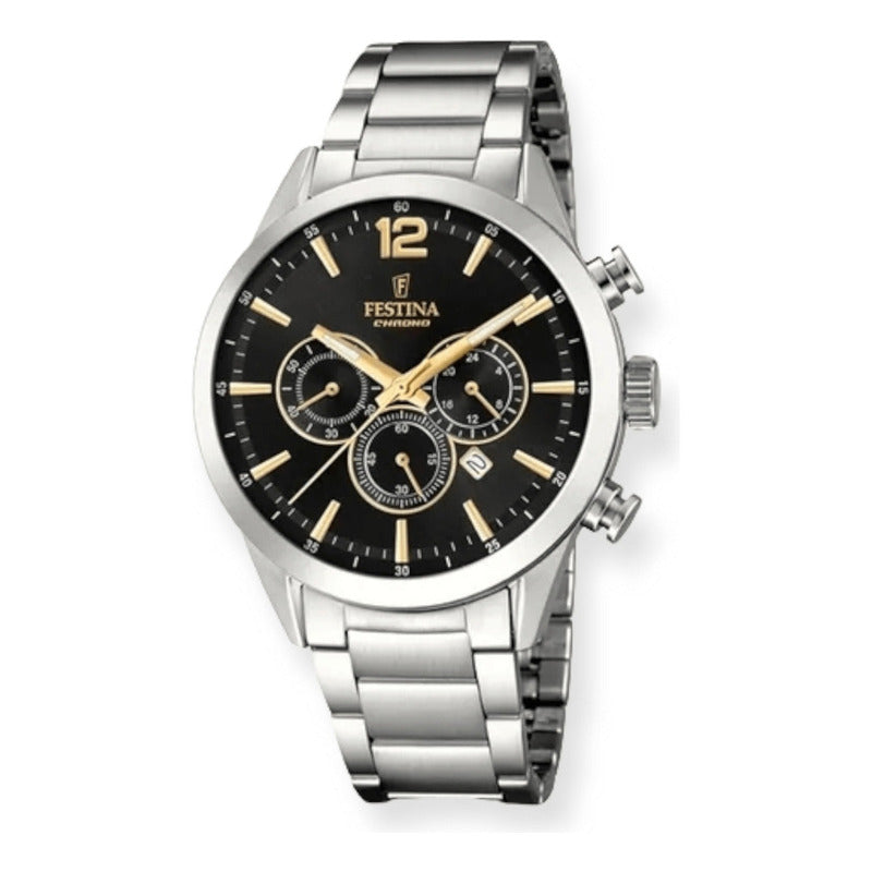 Reloj Festina Hombre - Timeless Chronograph F20343.4 Plateado Negro