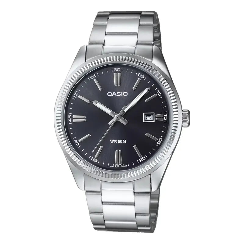 Reloj Casio Metal Hombre Mtp-1302d-1a1 Nuevo Original Plateado Negro