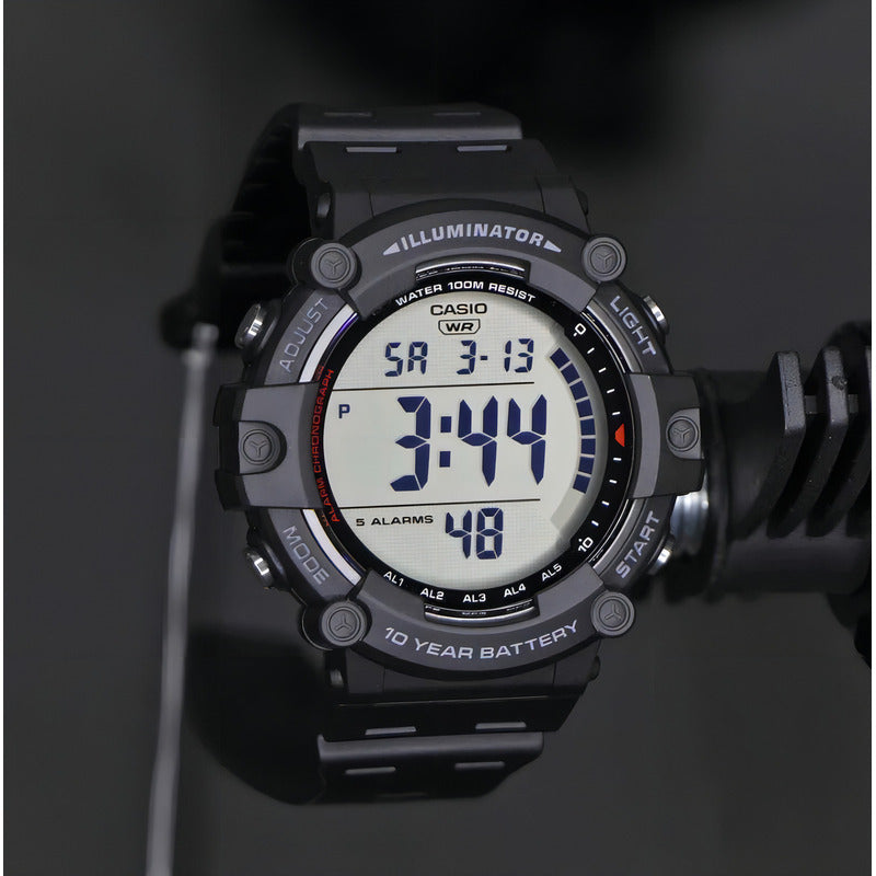 Reloj De Pulsera Casio Youth Ae-1500wh-1a De Cuerpo Color Negro, Digital, Fondo Gris, Con Correa De Resina Color Negro,... Negro/plateado