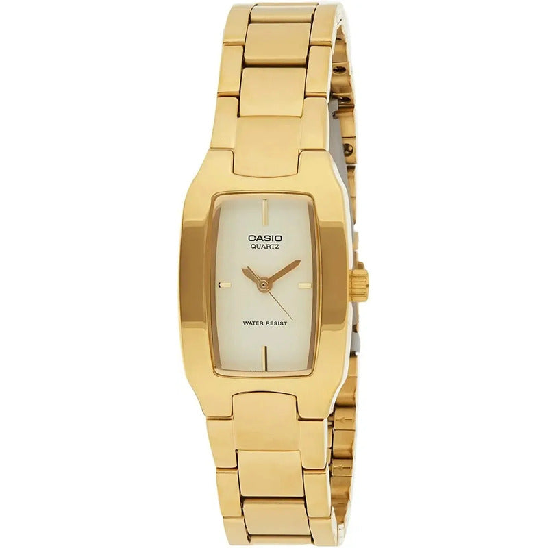 Reloj Casio Dama Ltp-1165n Colores Surtidos Relojesymas Correa Dorado Bisel Dorado Fondo Blanco Hueso 9c