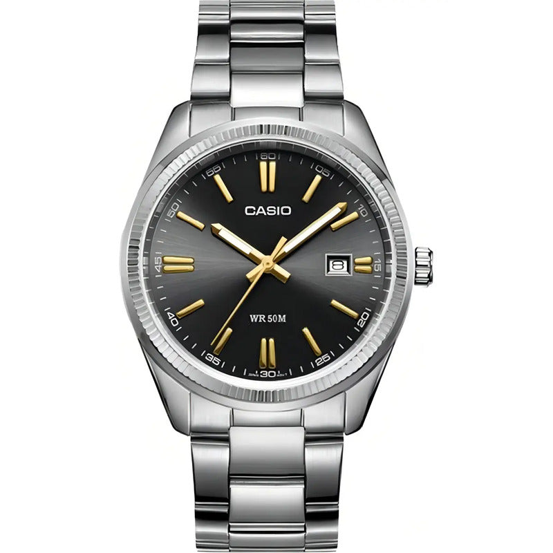 Reloj Casio Mtp-1302d-1a2 Para Caballero Plateado/ Negro/oro