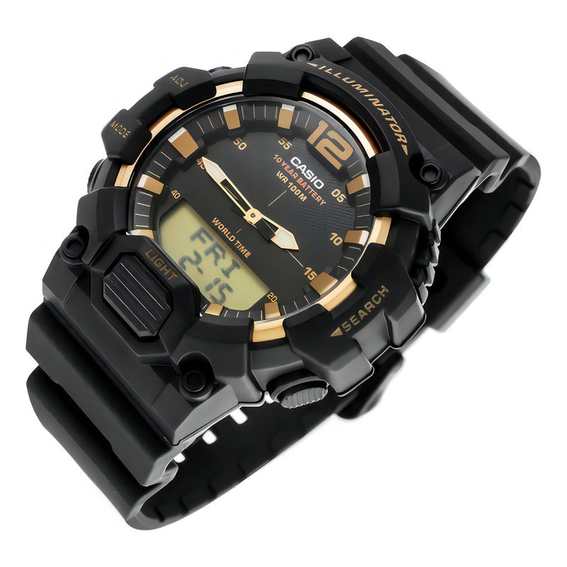 Reloj Casio Hdc 700 Dorado Memorias Alarma Sumergible 100m Negro
