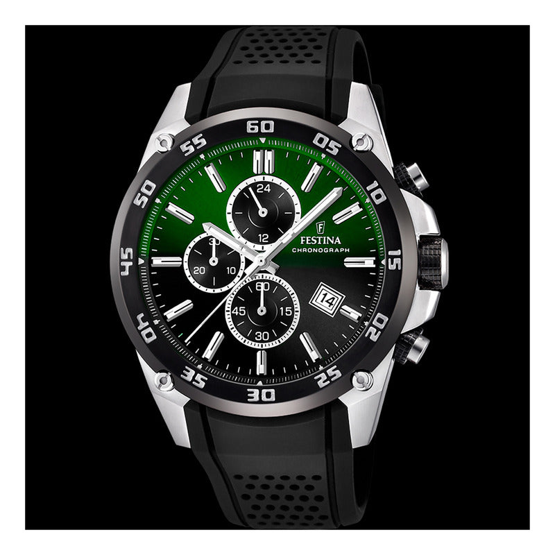 Reloj Para Hombre Festina The Originals F20330/b Original Negro Negro Verde/negro