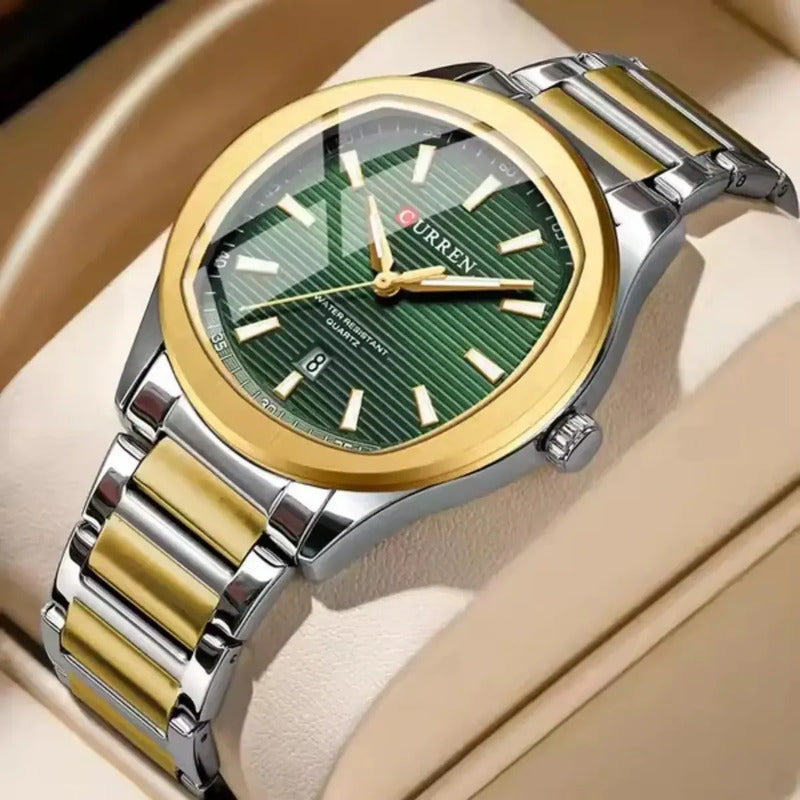 Reloj Para Hombre Curren 8474-4 Kree2504 Plateado Plateado Dorado Verde