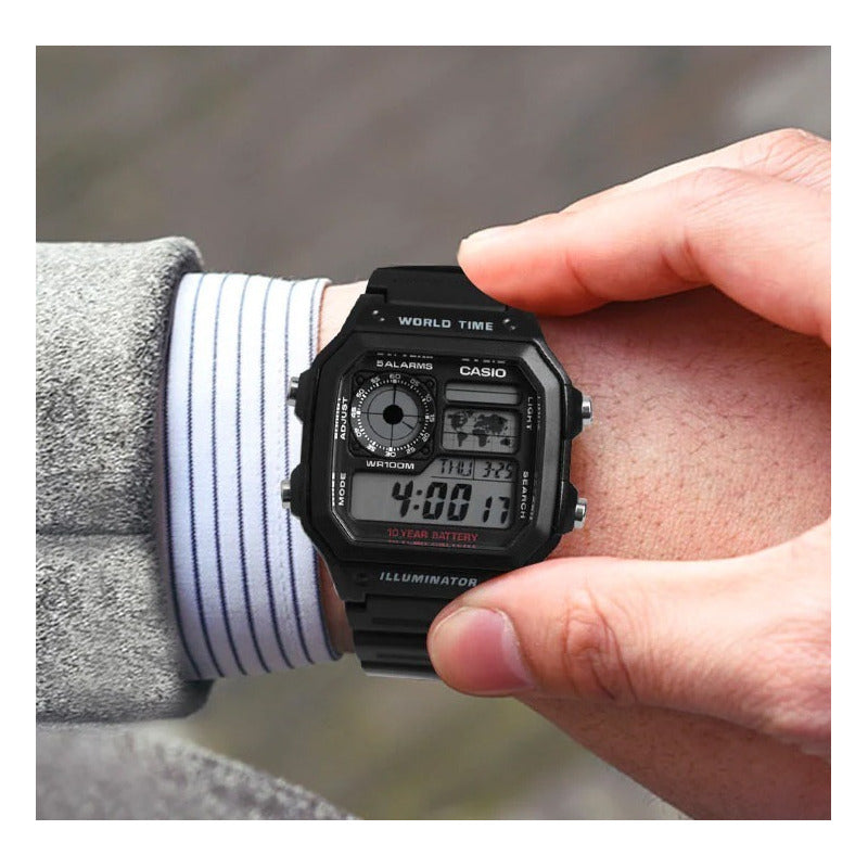 Reloj Pulsera Casio Collection Ae-1200wh-1av Relojesymas Negro Gris
