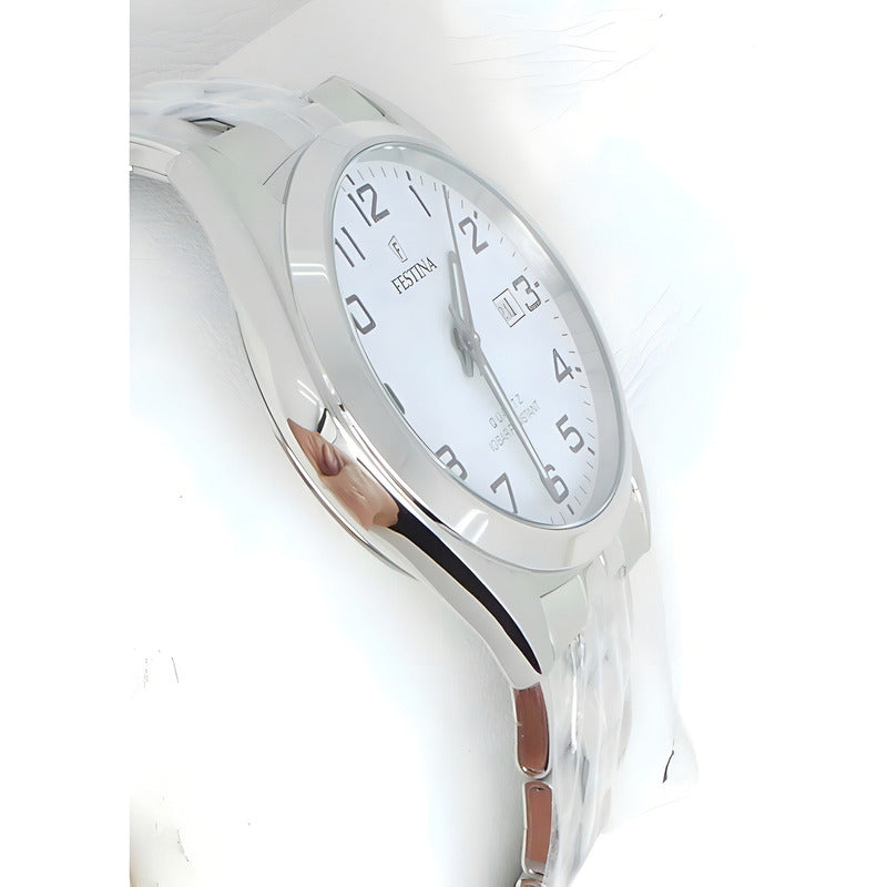 Reloj Festina Hombre Colección Acero Clásico F20437/1 Color De La Correa Plateada Color Del Bisel Plateado Color Del Fondo Blanco