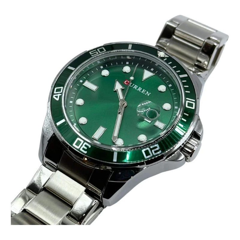Reloj Curren 8388-2 Hombre Metal Plateado Plateado Verde