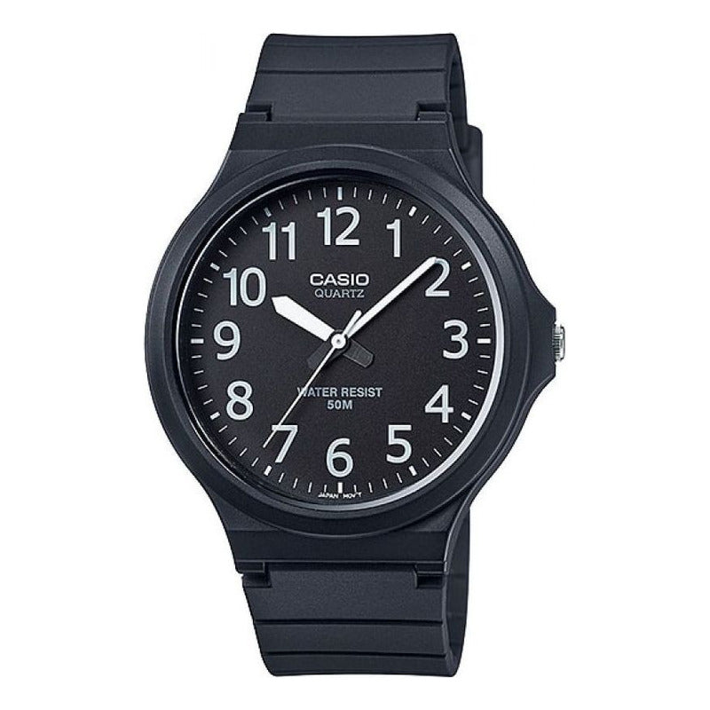 Reloj Pulsera Casio Mw-240-1bv Correa De Resina Color Negro Fondo Gris Oscuro