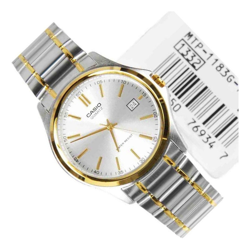 Reloj Análogo Casio Mtp-1183g-7a Fechador Silver Gold Hombre