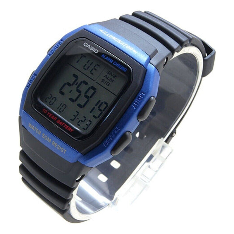 Reloj Casio W-96h-2av Cuarzo Hombre Negro Azul Plateado