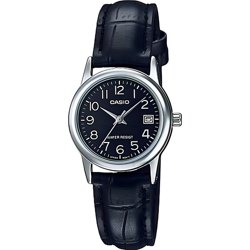 Reloj Analógico Plateado Casio Ltp-v002l-1budf Para Mujer Negro