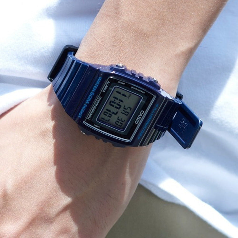 Reloj Casio Deportivo W-215h-2a Original Azul Gris Oscuro