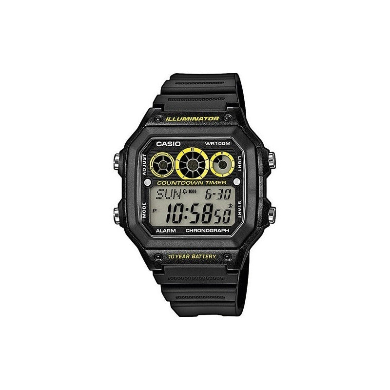 Reloj Casio Digital Ae-1300wh-1a Func Árbitro Original Negro