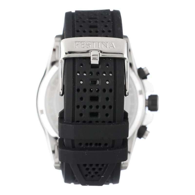 Reloj Festina Hombre Chronograph Caucho Verde 100m F20330.b Malla Negro Bisel Negro Fondo Verde/negro