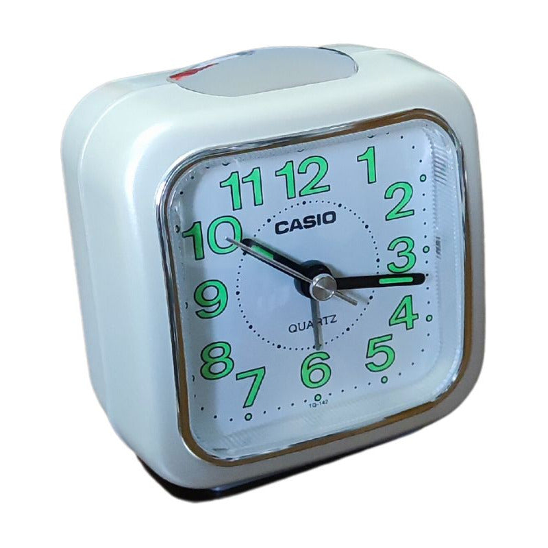 Reloj Casio Despertador Luz Tq-142-7df /relojeria Violeta Blanco