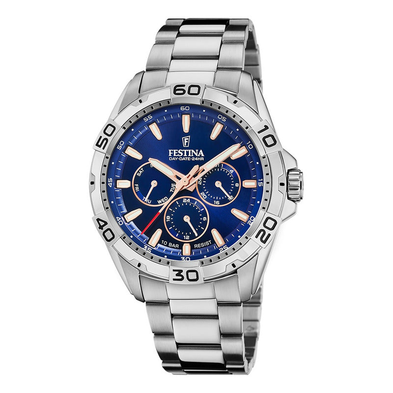 Reloj Festina The Originals F20623/2 Calendario Plateado Azul