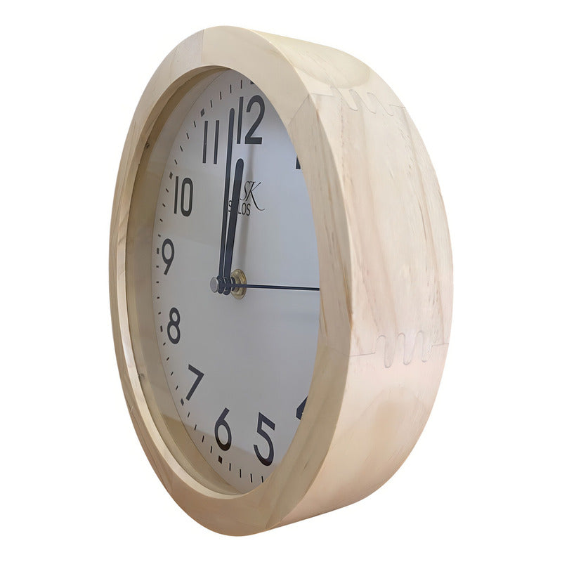Reloj De Pared Siklos 20cm Madera Marrón Claro Análogo Vintage Blanco